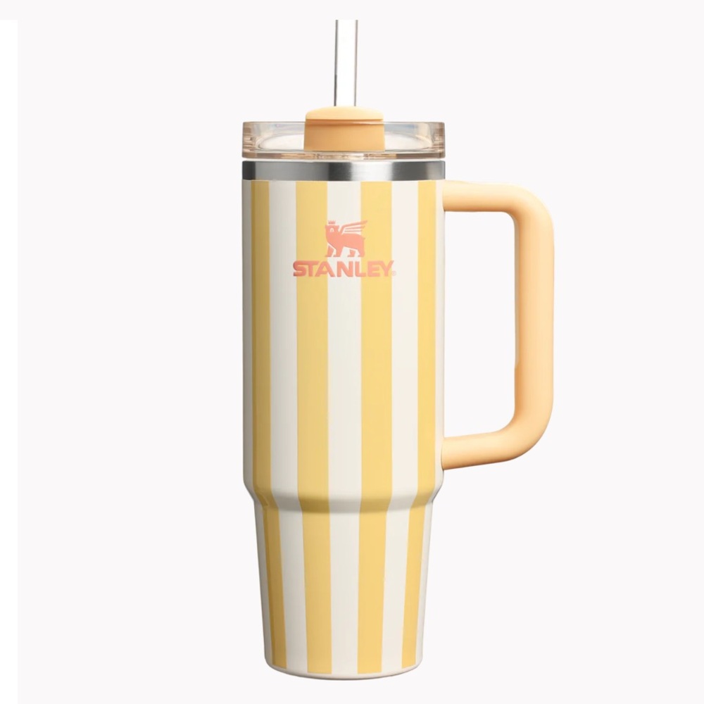 Stanley Butter Cabana Gloss Yellow Stripe Cup Tumbler 30oz NEW AUTHENTIC